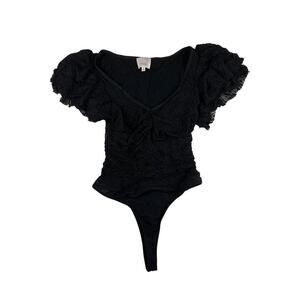 Cinq a Sept- Ruffle Bodysuit in Black